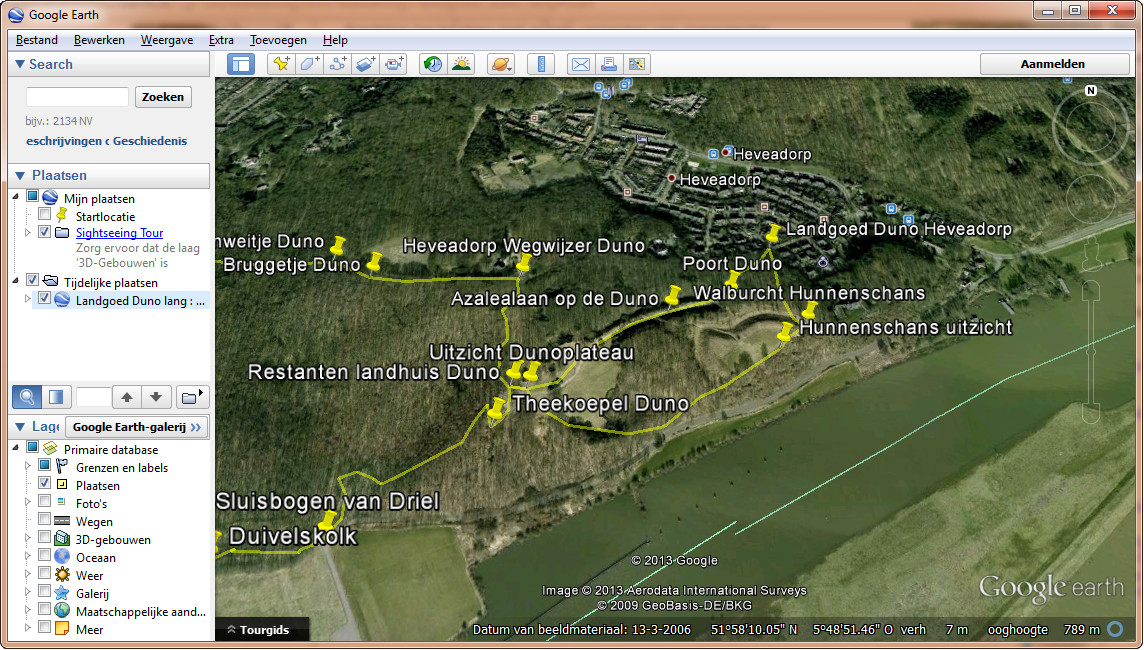 Wandeling op Google Earth