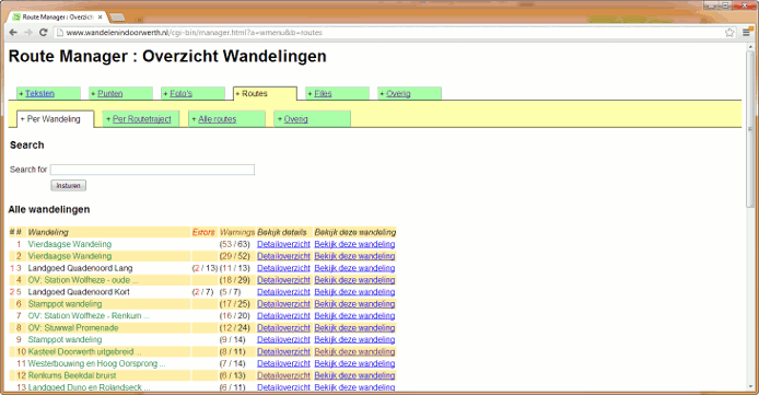 Content management systeem bijhouden routes Content management systeem bijhouden routes